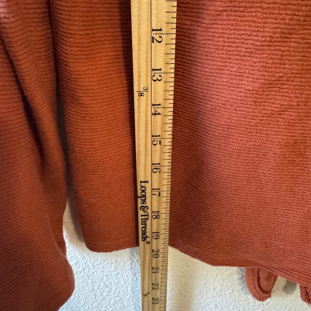 Madewell Texture Thread Rust‎ Orange Long Sleeve Tie Front V Neck Sweater XS - Picture 6 of 8